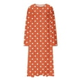 thumbnail image 7 of Aboser Women's Long Sleeve Nightgown Plus Size Soft Sleep Shirts Fashion Polka Dot Print Pajama Dress Comfy Round Neck Loungewear Casual Full Length House Dresses, 7 of 7