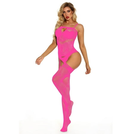 Generic Sexy Lingerie Uniform Temptation Jacquard See-through Sexy Siamese Fishnet Clothes Open Crotch Hollow out Body Stocking Stockings