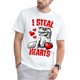 thumbnail image 1 of Valentines Day Dinosaur I Steal Hearts Boys Men Love T rex T-Shirt, 1 of 7