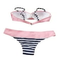 thumbnail image 2 of Femmes 2 Pièces Maillots de Bain Bikini Bande Spaghetti Sangle Sans Manches Fronde Débardeurs Soutien-Gorge et Taille Basse String Maillots de Bain Ensemble, 2 of 7