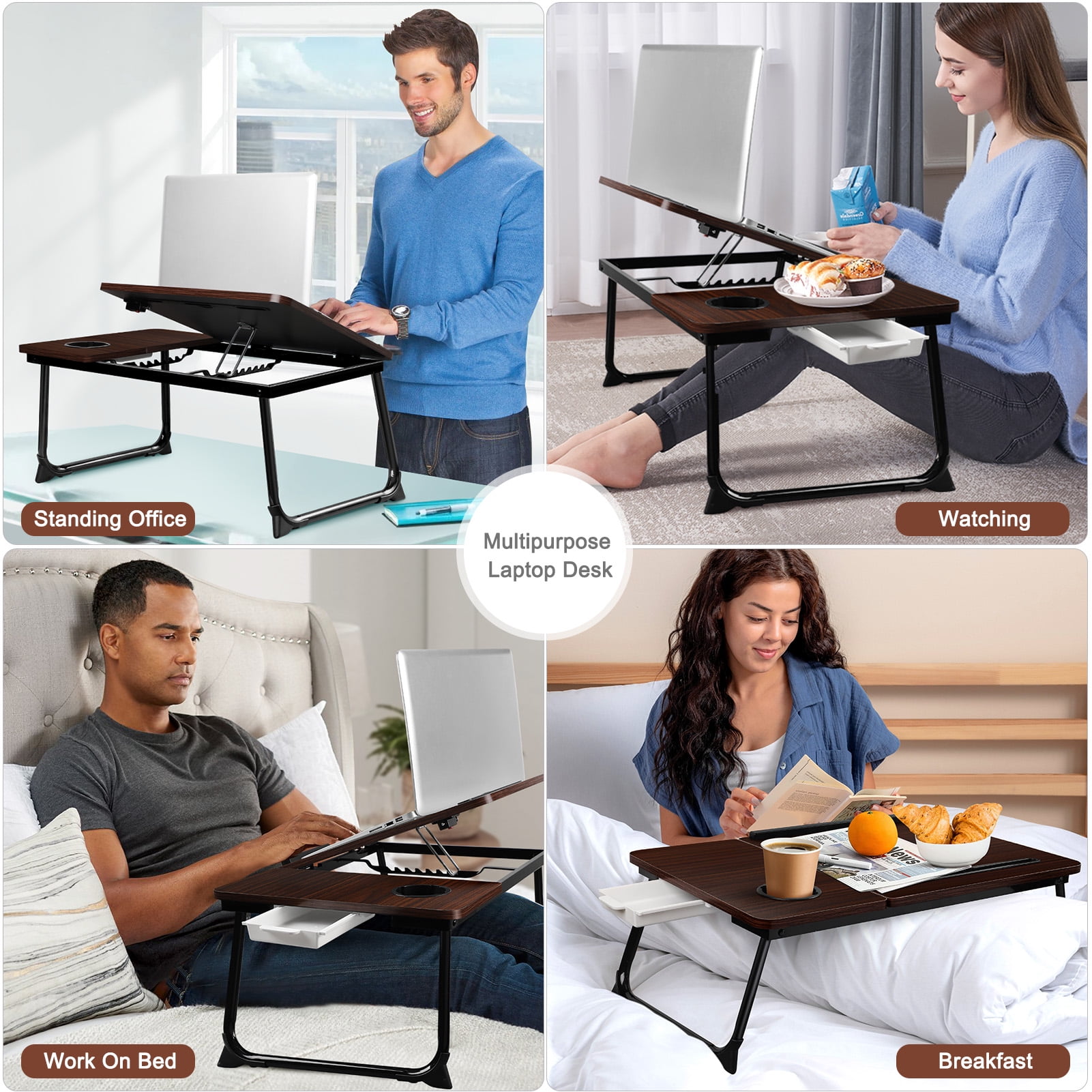 Livhil Large Lap Desk for Bed | Laptop Table, Portable Lap Desk, Home Office Room Laptop Desk for Bed Table Floor Table, Floor Desk for Adults (Black)
