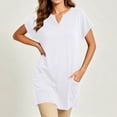 thumbnail image 3 of TGSLY Women's V Neck Tunic Tops Dressy Casual Short Sleeve Solid Color Shirts Relaxed A-Line Fit Curved Hem Blouses with Side Pockets XXXXXL, 3 of 7