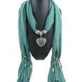 thumbnail image 2 of AWZXDE Women's Two-sided Heart Pendant Scarf with Lace Fringe, Hollow Out Design Necklace Scarf for Women, Elegant Resin Charm Wrap for Fashion Accessories Green, 2 of 3