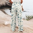 thumbnail image 5 of Womens Pants Casual Boho Palazzo Pants Wide Leg Lounge Pants Trousers Women's Floral Print Pants High Waist Smocked Elastic Waist Casual Trousers with Pockets for Beach Vacation, 5 of 5