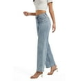 thumbnail image 5 of MIXUE Jeans For Women Solid Color High Waisted Cargo Stretch Wide Leg Denim Pants Trendy Trousers Sportswear,Blue,L, 5 of 8