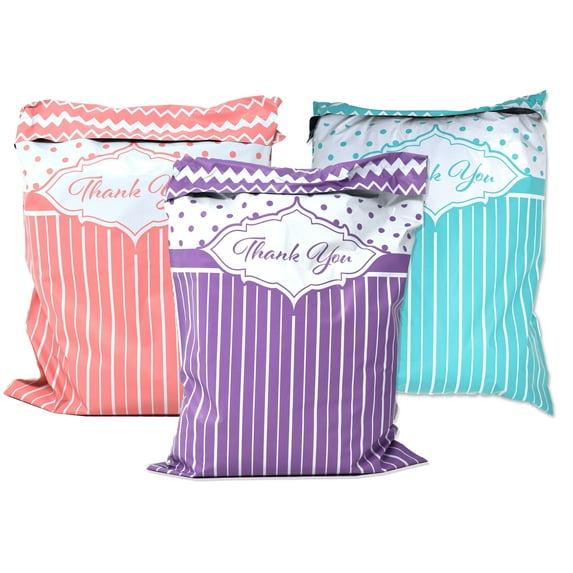 10 Designs! Ultimate Thank you Poly Mailers Collection, 10x13" Combo, Self Seal Shipping Mail Bags