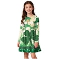 thumbnail image 1 of Robe Trapèze à Manches Longues pour Femmes, Robe Patineuse Extensible et Tournoyante, Col Rond, Robe d'École Décontractée, 95 % Polyester 5 % Élasthanne, 1 of 7