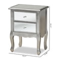 thumbnail image 5 of Baxton Studio Leonie Modern Transitional French Brushed Silver Finished Wood and Mirrored Glass 2-Drawer End Table, 5 of 9