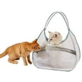 thumbnail image 4 of Transparent Nylon Mesh Cat Carrier - Portable Foldable Handheld Pet Bag for Cats, Breathable Lightweight Pet Carrier, Travel Cat Bag for Outdoor Trips, 4 of 6