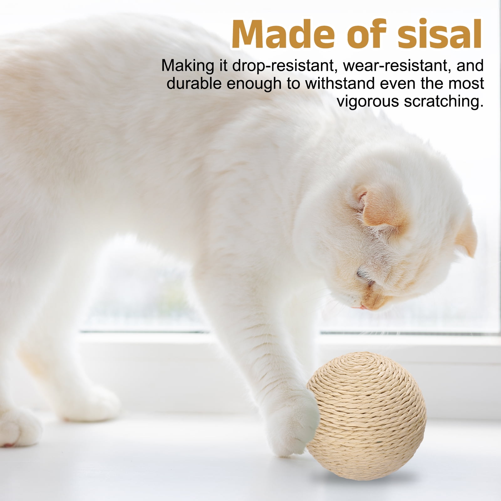 Uxcell Cat Toy Ball, Interactive Natural Cat Scratching Balls Sisal Cat Ball Toy ( Sisal, 2Pcs, 3.9Inch, Pink ) for Kittens Pet Enrichment Training Play Indoor Exercise Fun