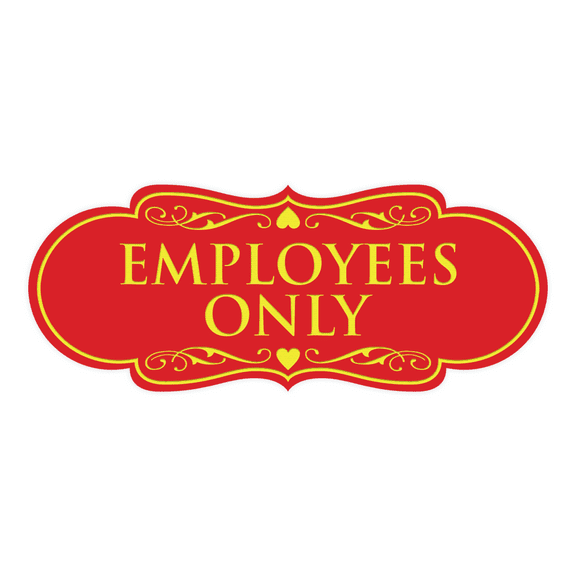 Designer Employees Only Sign(Red/Yellow) - Small