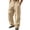 Khaki, variant on Mens Baggy Cargo Pants Cotton Linen Button Closure Loosepants Casual Outdoors Work Khaki 2XL