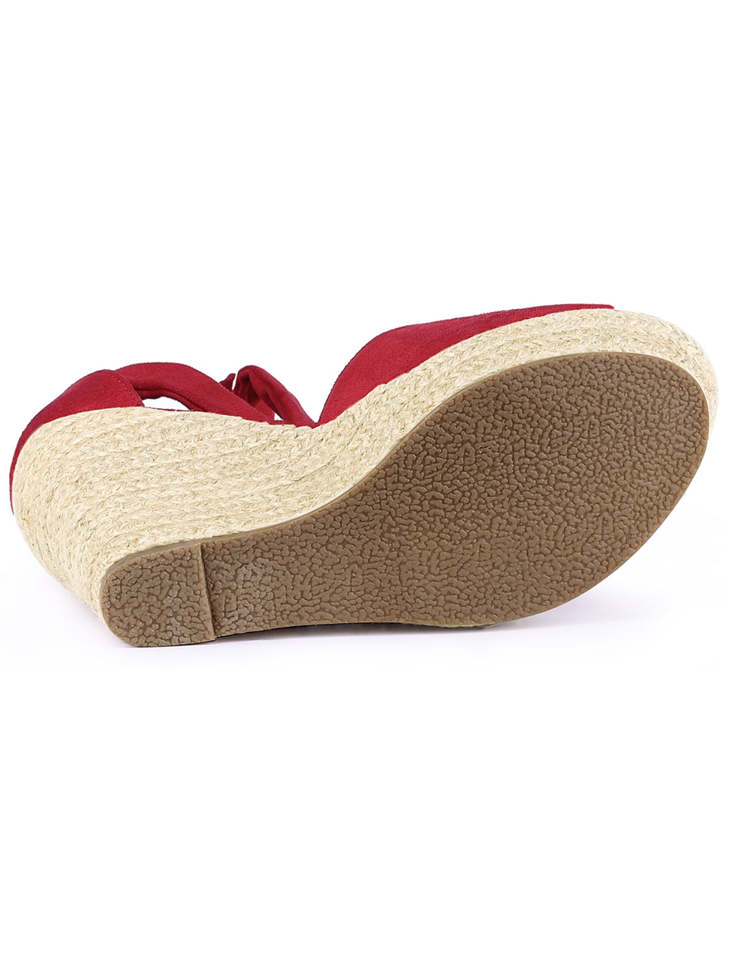 DARING DIVA Women's Espadrilles Tie Up Ankle Strap Wedges Sandals Red 9
