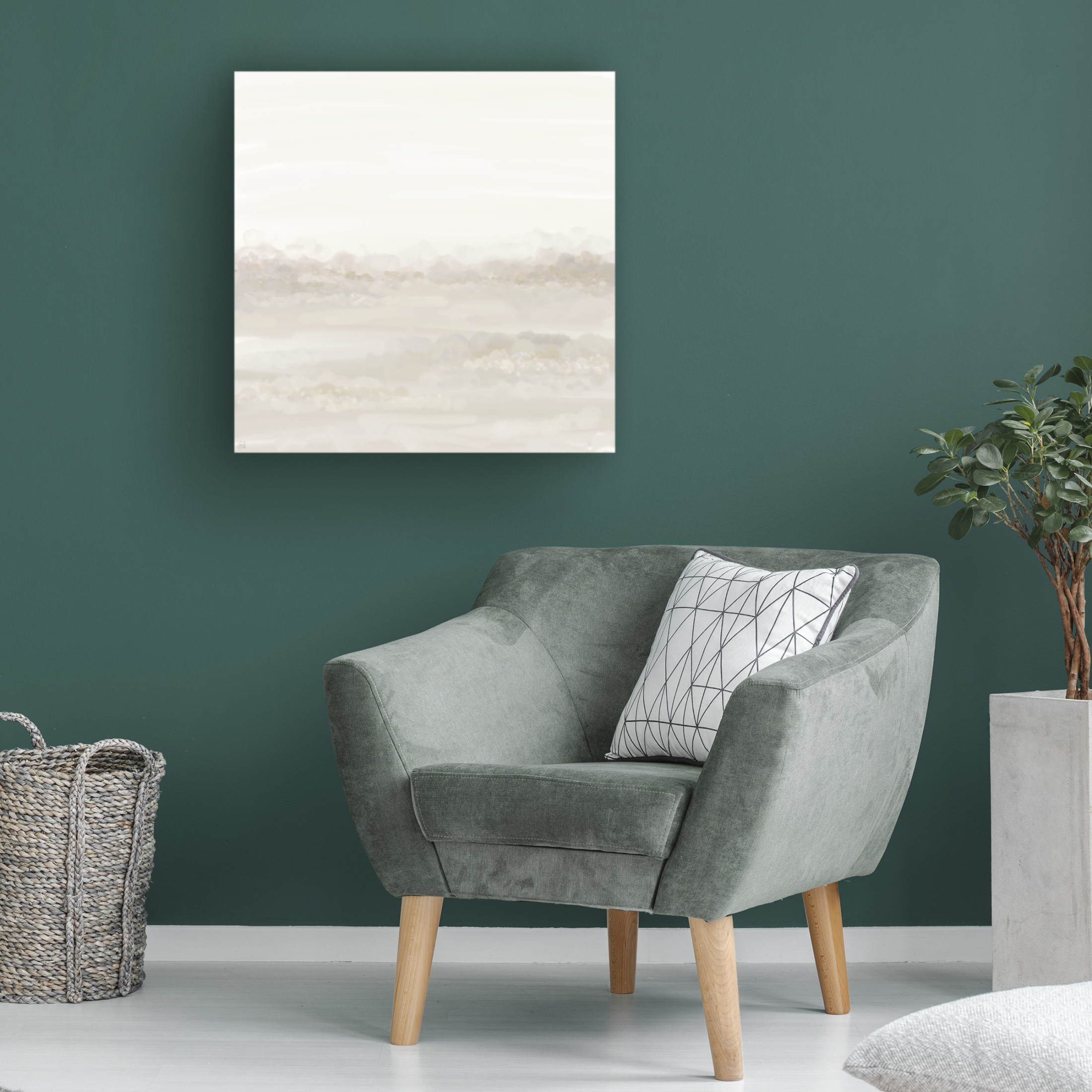 Canvas Wall Art - Line and Brush 'Softest Cottonscape ' Wall Art for Living Room, Bedroom, or Office Décor by Trademark Fine Art - 14 x 14 Inches