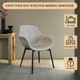 thumbnail image 3 of LeisureMod Markley Modern Leather Dining Arm Chair Kitchen Chairs with Metal Legs Set of 4 in Light Grey, 3 of 11