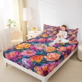thumbnail image 4 of Manfei Watercolor Peony Flower Full Size Sheets 4-Piece, Colorful Floral Bed Sheets, Oil Painting Blossoms Sheet Sets, Lightweight Room Decor, 4 of 7