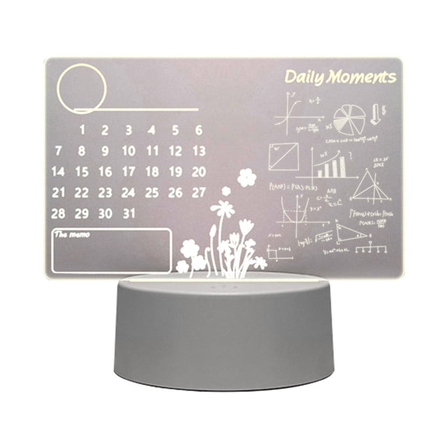 Tablero Notas Con Nocturna LED Creativo USB Borrable Bolígrafo (calendario 1 Color)