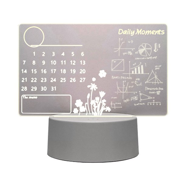 Tablero Notas Con Nocturna LED Creativo USB Borrable Bolígrafo (calendario 1 Color)