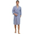 thumbnail image 5 of Men's Bathrobes Men's Solid Bathrobe Lightweight Couples Knee Length Absorbent Bathrobe Sleepwear Mens Robe Blue XXXL, 5 of 5