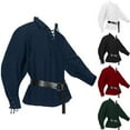 thumbnail image 6 of Men Medieval Renaissance Pirate Shirt 18th Century Long Sleeve T-Shirt Cosplay, 6 of 11