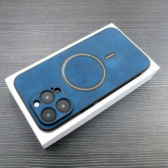 Luxury PU Leather Case For iPhone 16 15 14 13 12 11 Pro Max iPhone15 iPhone14 iPhone13 iPhone12 15Pro For Magsafe Charge Cover Blue For iPhone 11 Pro