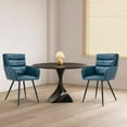 thumbnail image 3 of Set of 2 Office Chairs, Modern PU Leather Upholstered Side Chairs Armchairs with Tufted Backrest and Metal Legs , Comfy Accent Chairs Dining Chairs for Dinner Room, Living Room, Restaurant, Blue, 3 of 7