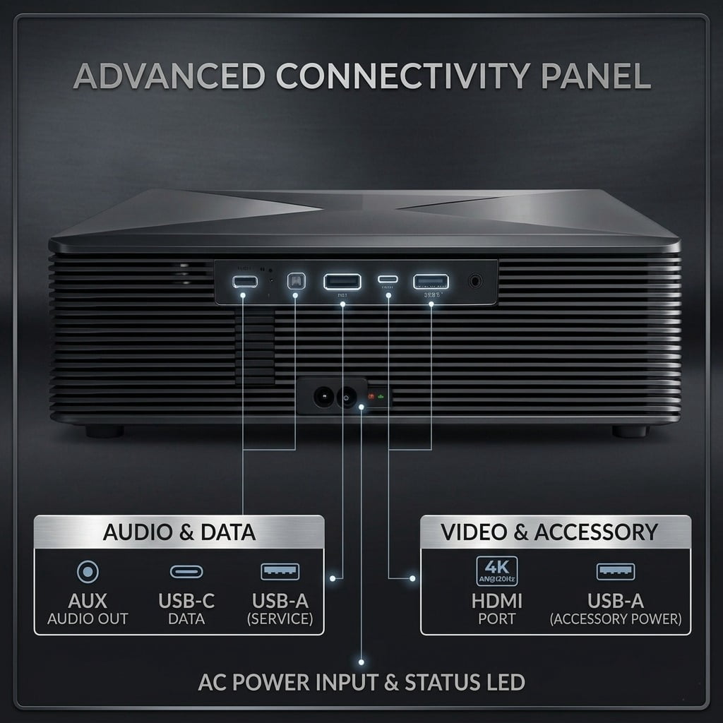 Boss Projector Mini 4K Support, Portable Smart Projector with Wifi 6 and Bluetooth, 5000 Lumens, Auto Keystone, Android 12