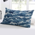 thumbnail image 5 of Ocean Waves Throw Pillow Cover 16 x 24 Inch Decorative Pillow Cover Summer Beach Coastal Nautical Burlap Lumbar Pillowcase Seasonal Rectangle Cushion Case for Couch Sofa Bed Living Room, 5 of 7