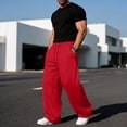 thumbnail image 7 of Resicozy Baggy Sweatpants Men Wide Leg Sweats Pants Drawstring Elastic Waist Loose Y2K Joggers with Pockets Red 2XL, 7 of 7