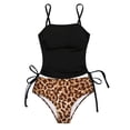 thumbnail image 4 of Bainana Girls Swimsuit Solid Color Tankini Tops And Leopard Print Bikini Bottom Swimwear Fashion Stylish Little Youth Girls Beach Pool Bathing Suit Black Size 9-10 Years, 4 of 4