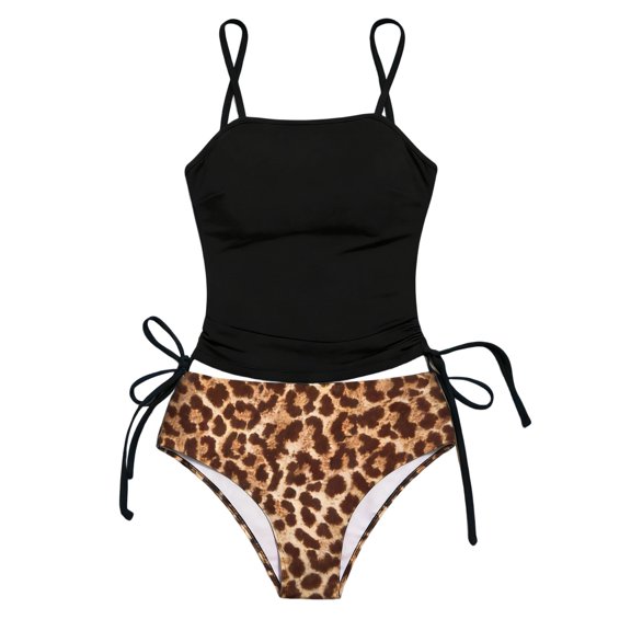 Jamsmile Toddler Girls Swimwear Strappy Bikini Leopard Print Tankini Tops With Bottoms Two Piece Kids Girls Swimsuits Beachwear