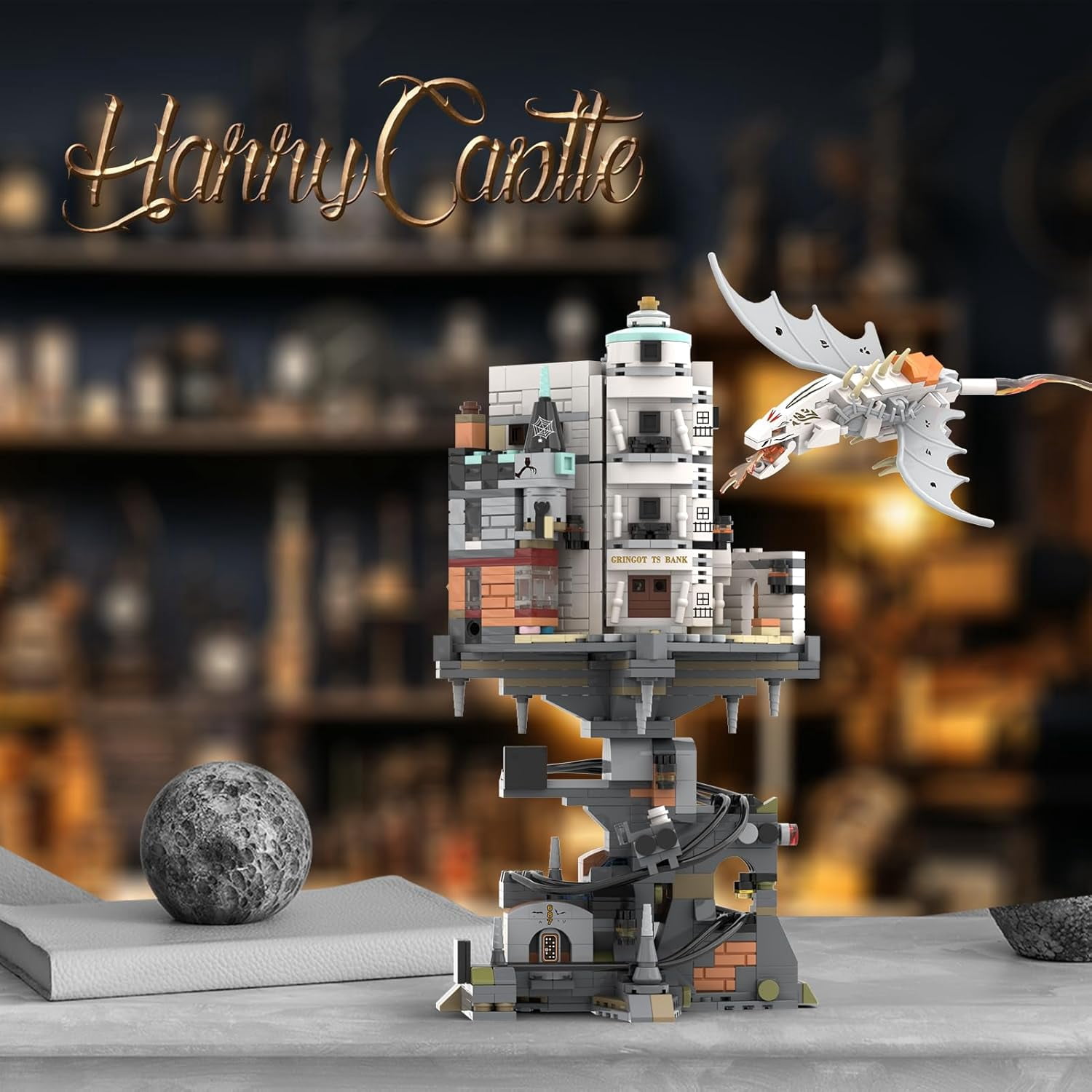 Harry Wizarding Bank Building Set Potter Architecture Model Compatible with Lego 1056Pcs