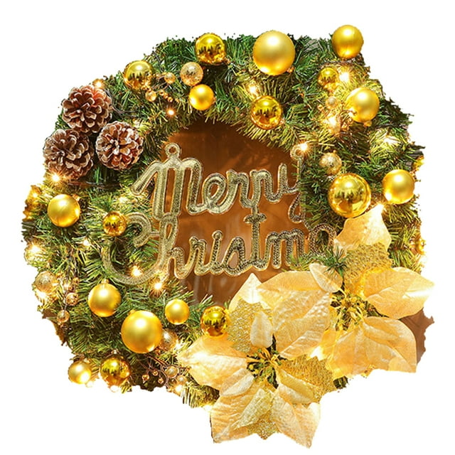 Navidad 40 Cm Guirnalda De Conos De Pino De Navidad Artificial Con Luces Led Adornos De Navidad Para Puerta Delantera Regalo De Año Nuevo Inevent HA043969-01