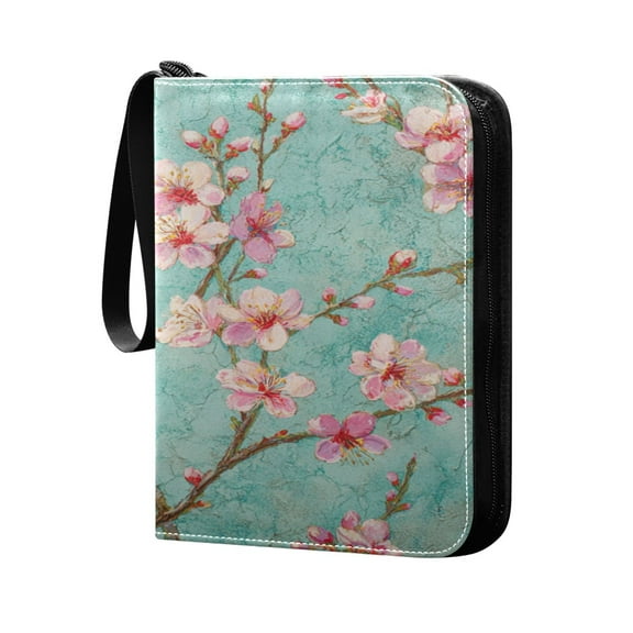 4 Pocket Card Binder with 50-page sleeve can hold 400 game cards Pink Peach Blossoms