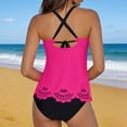 thumbnail image 4 of Two Piece Swimsuit Women Modest Tummy Control Tankini with Bottom Summer Beach Hollow Out Full Coverage Bathing Suits Hot Pink S, 4 of 9