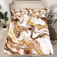thumbnail image 2 of Castle Fairy Gradient Abstract Marble 3Pcs Twin Sheet Sets for Teens Boys Girls,Brown White Golden Twin Fitted Sheet,Marbling Watercolor Breathable Flat Sheet,Ultra Soft Home Decor, 2 of 7