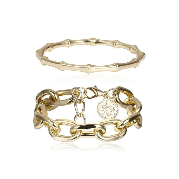 2 Pcs/ensemble Bracelets Filles Joncs Esthétiques Dame Mariage Anniversaire Bijoux Mode Bureau Club Épouse Cadeau Accessoires de Costume Or