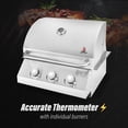 thumbnail image 4 of Chaleur Grill Outdoor 23 in 3-Burner Built-in Natural Gas Grill, 30000 BTU, Stainless Steel, 4 of 7