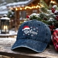thumbnail image 6 of Baseball Caps For Unisex Vintage Washed Soft Crown Christmas Hat Believe Snowflake Santa Embroidery Sun Shading Headwear, 6 of 6