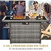 LayinSun 44" Propane Gas Fire Pit Table, 55000 BTU Rectangular Fire Pit with Glass Wind Guard for Outside Patio Deck Garden Backyard