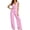 01 Pink, variant on Women's Striped Linen 2 Piece Outfits, Laceup Tie Front V Neck Peplum Tank Top & Wide Leg Pants Beach Vacation Sets