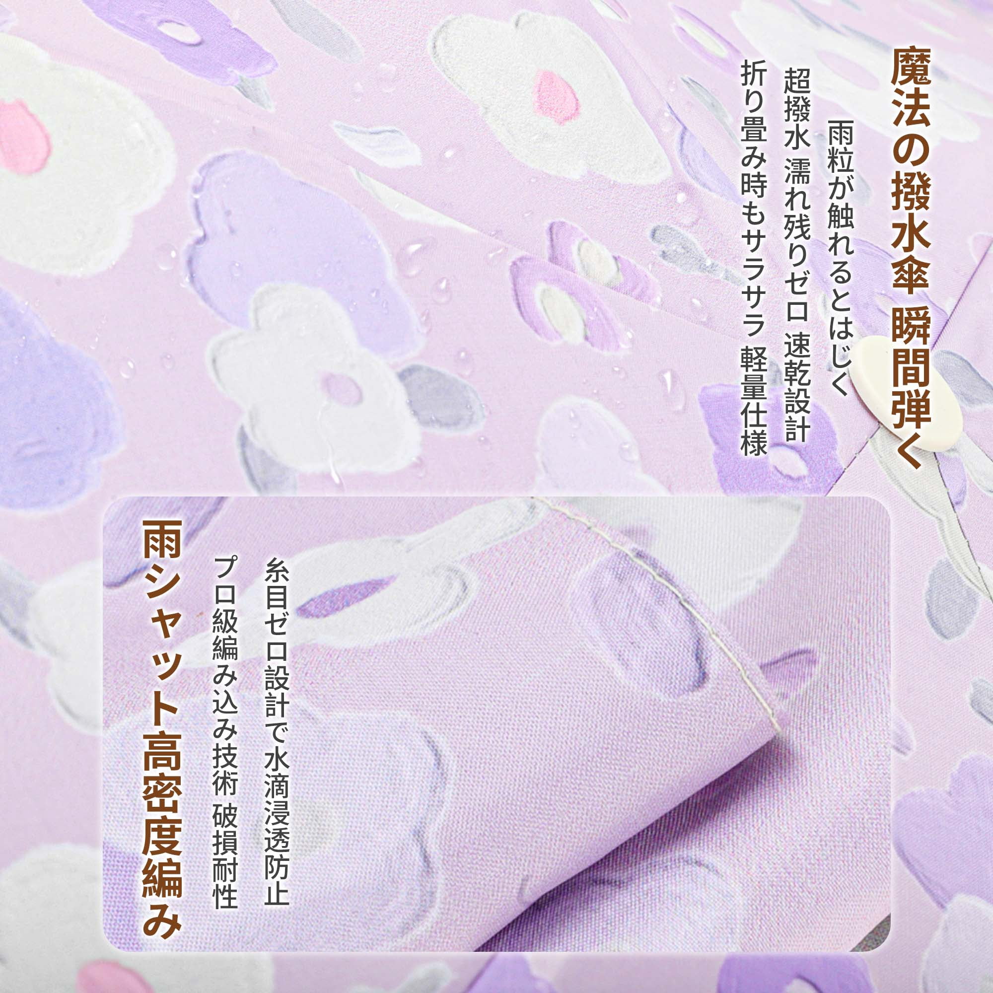 Unique Bargains Mini Umbrella Compact Windproof Folding Umbrella Purple Flower