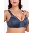 thumbnail image 2 of Deyllo Women Front Closure Minimizer Bras Plus Size Wireless Bras Posture Back Non Padded Comfort Everydaywear Blue Bras Clothes Size 38DDD, 2 of 4
