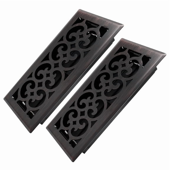 4x10 Inches 2 Pack Heavy Duty Walkable Floor Register Easy Adjust Air Supply Lever Floor Vents - Charlotte Design - Vent Cover for Home Floor - Oil Rubbed Bronze