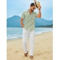 thumbnail image 6 of COOFANDY Men' Linen Sets 2 Piece Outfits Casual Short Sleeve Button Down Shirts and Pants Summer Beach Vacation Outfits, 6 of 7