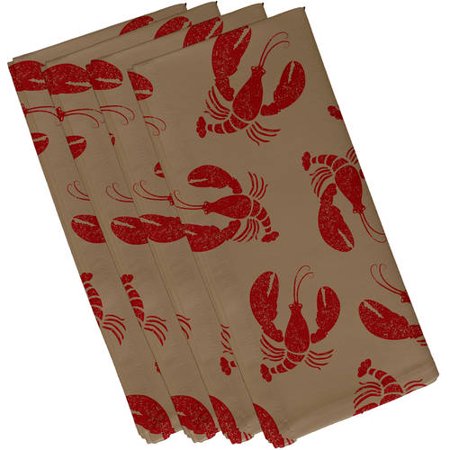 Simply Daisy 19  x 19  Lobster Fest Animal Print Napkins  Set of 4