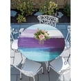 thumbnail image 6 of Purple Teal Ombre Round Fitted Tablecloth with Elastic Edge, Waterproof Table Cloth Table Cover for 55"-60" Tables, Abstract Modern Oil Painting Gradient Tablecloths for Dining Picnic Indoor Outdoor, 6 of 9