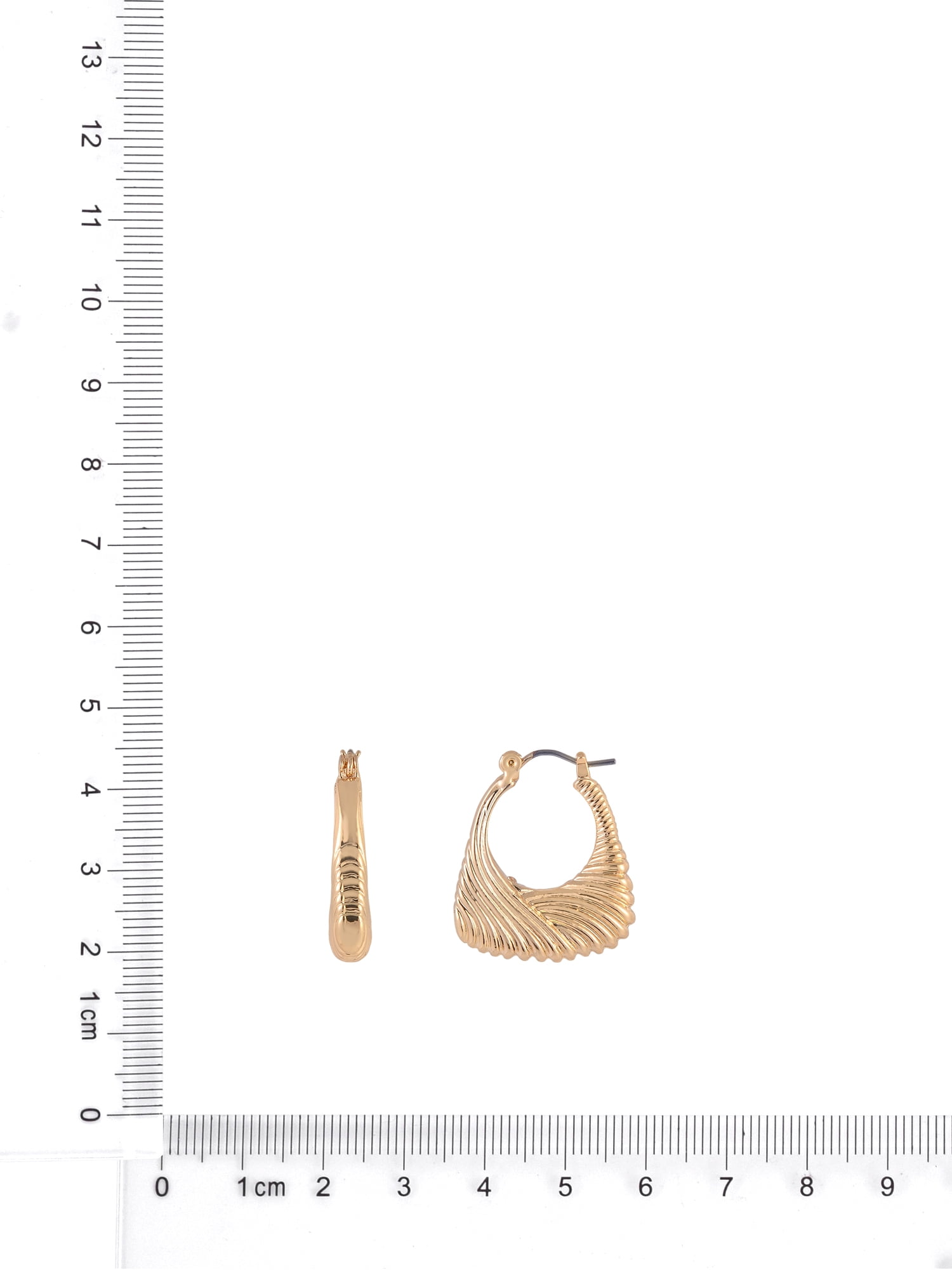Scenario Women's Gold‑Tone Ribbed Texture Hoop Earrings