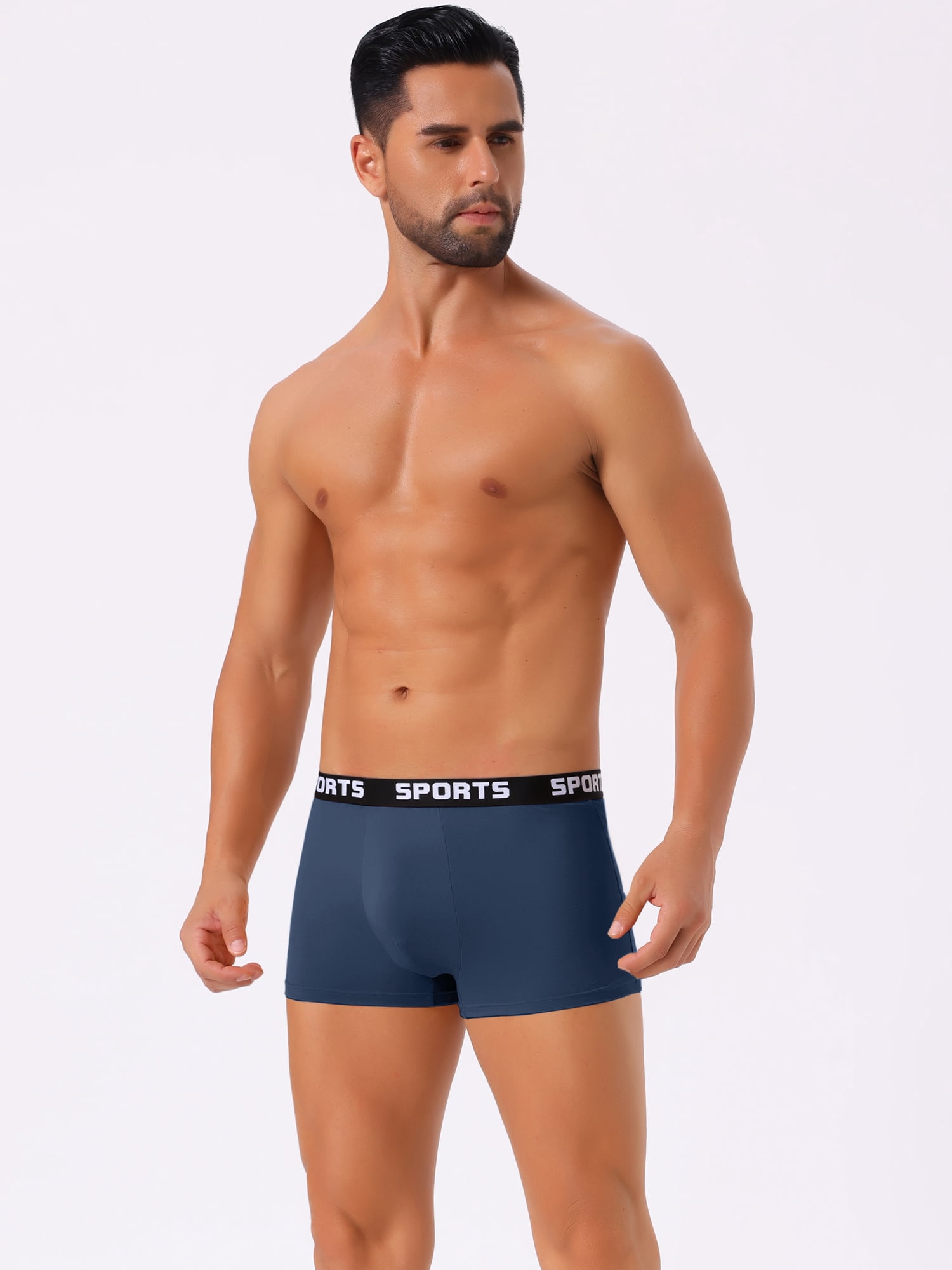 DARING DIVA Men's Lightweight Short Leg Stretch Boxer Briefs 30 Navy Blue