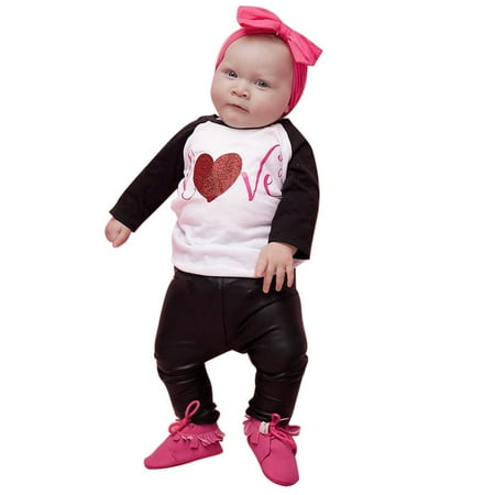 

TDuzdltu Infant Baby Girls Boys Letter Print Valentine Tops Chaparajos Pants Outfits Set GIft on Clearance
